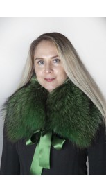 Dark green Finnraccoon  fur collar-neck warmer